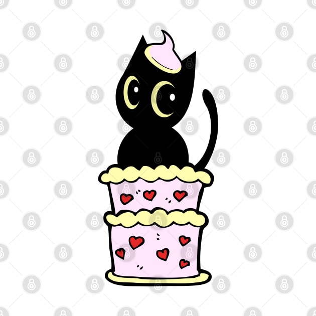 Funny Black cat jumping out of a cake by Pet Station