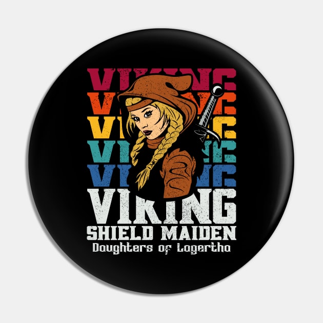 Daughters of Lagertha Vintage Viking Shield Maiden Pin by RadStar