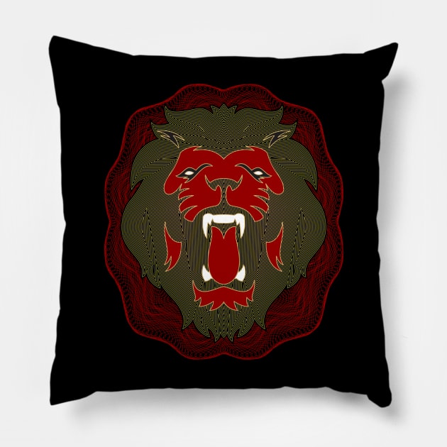 Killer Lion Wild Polygonal Vector Pillow by noranajas