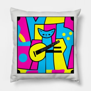 Retro Guitar Kitty Pillow