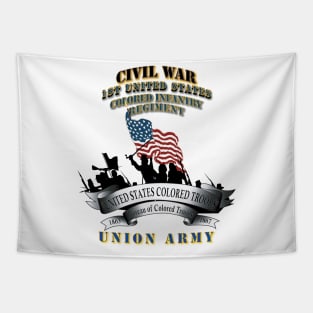 Civil War - 1st United States Colored Infantry Regiment with USCT Bureau Banner - USA Tapestry