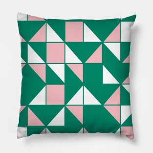 Geometric Pattern in light pink and green Pillow