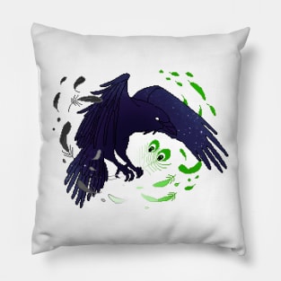Aromantic Pride Flag Galaxy Raven Pillow