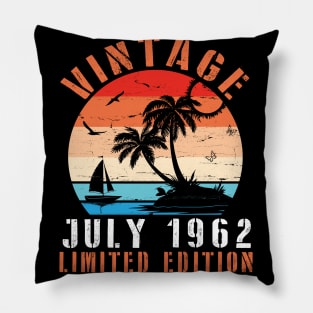 Vintage July 1962 Limited Edition Happy Birthday Papa Dad Mom Brother Sister Cousin Son 58 Years Old Pillow