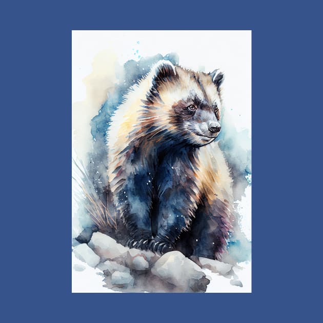 Arctic Wolverine - Watercolor Paint by ABART BY ALEXST 