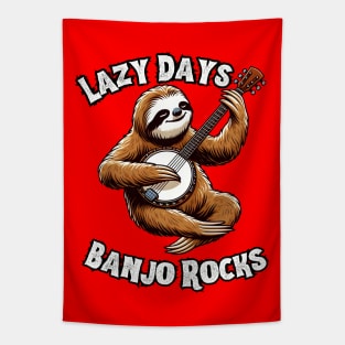 Lazy sloth banjo Tapestry