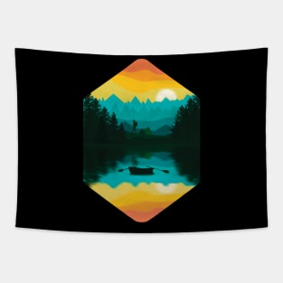 Mountain Sunset Illustration Tapestry