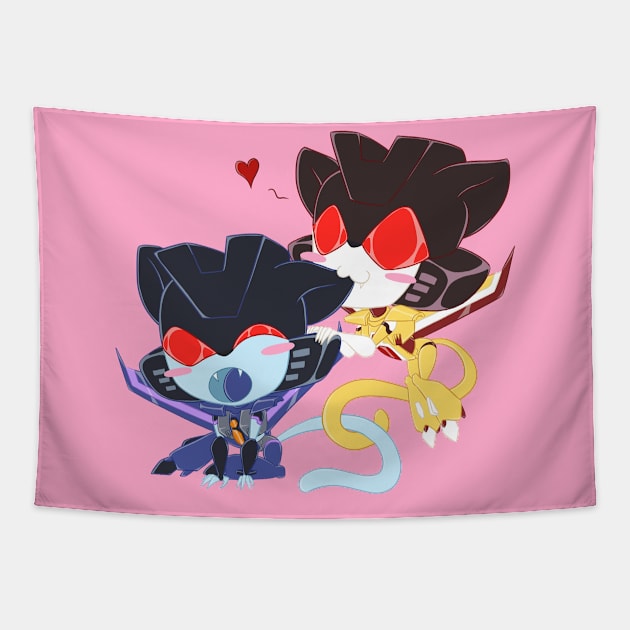 Kitty Sunstorm and Thundercracker Tapestry by GreenOkapi