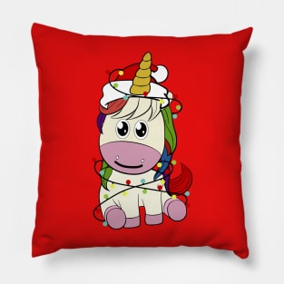 Cute unicorn Santa hat Christmas tree unicorn lover Xmas gift Pillow