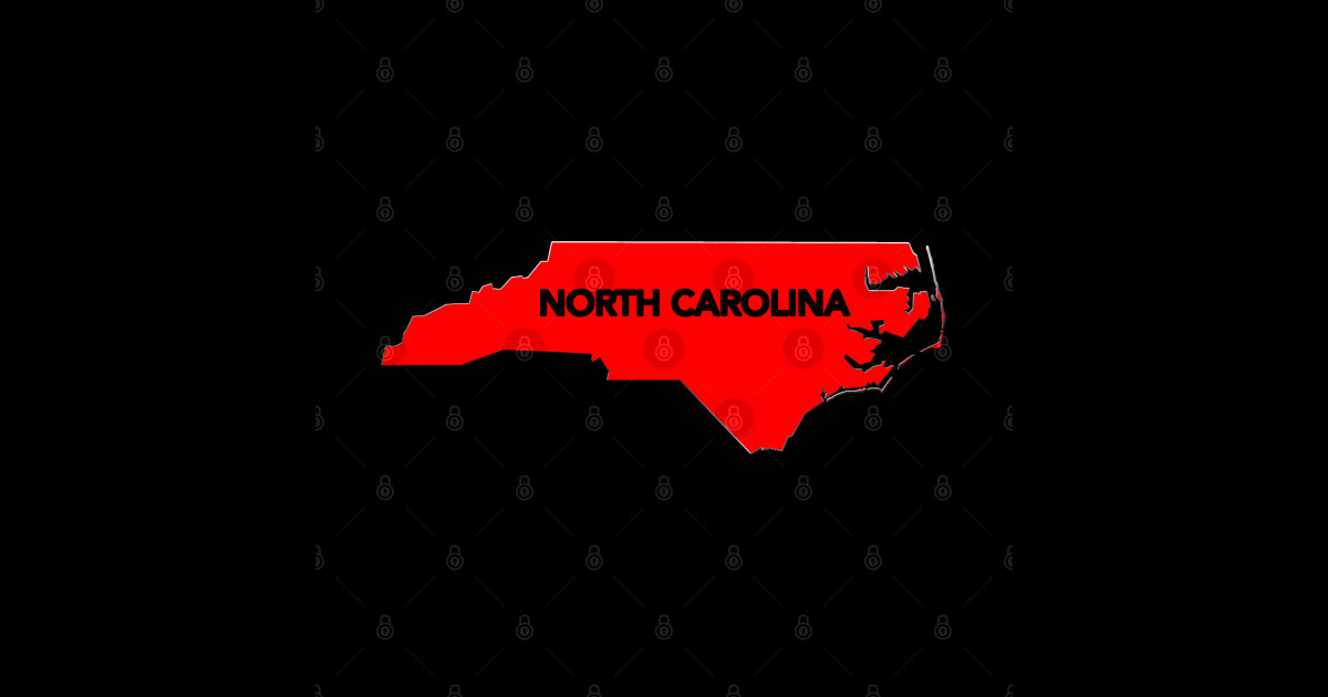 State of North Carolina Red North Carolina State Map Sticker TeePublic
