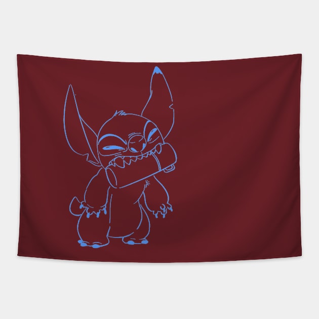 Stitch Line Blue Tapestry by kabaryangbaik