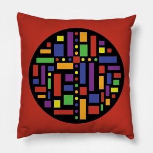 Stained Glass Window Rainbow Circles Pillow