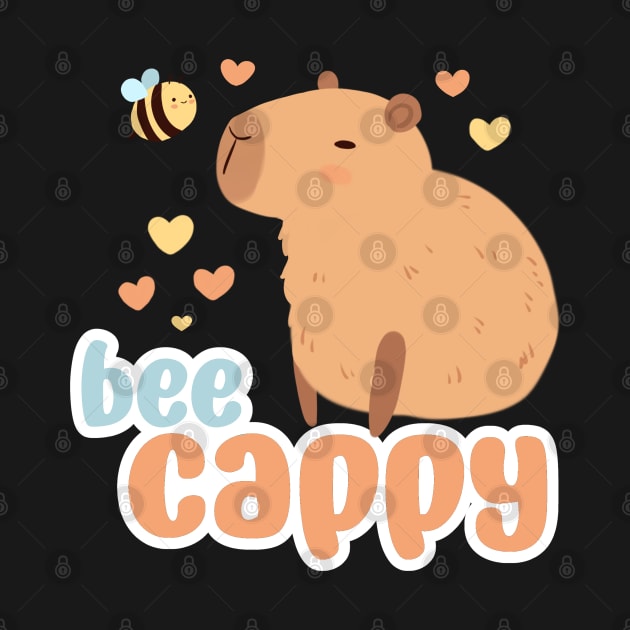 Bee cappy - a cute capybara and a bee illustration by Yarafantasyart