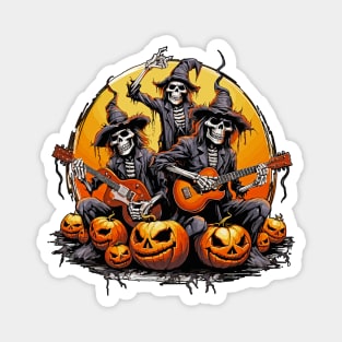 Rockin' Halloween Skeleton Band Magnet