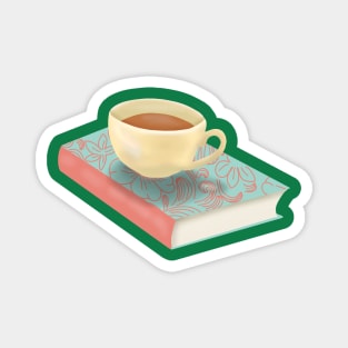 Flowery Books And Tea Magnet