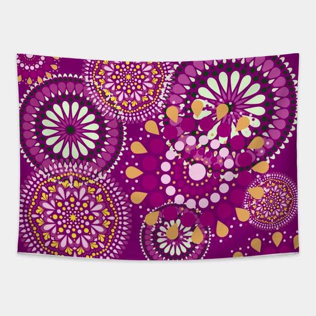 Hippie motif purple Tapestry by RedPOD