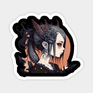 Dark Bloom: Mysterious and Gothic Woman Magnet