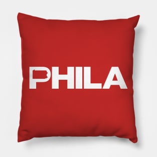 Philadelphia 'Phila' Sports Fan T-Shirt: Flaunt Your Philly Pride with a Bold State-Shaped Design! Pillow