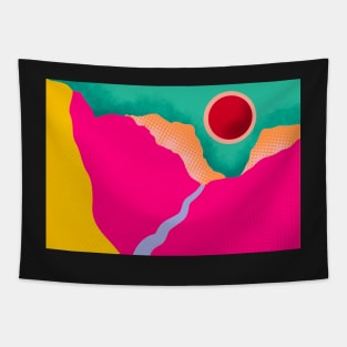 pink mountains landscape canvas print Tapestry