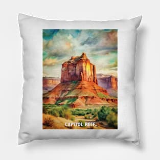 Capitol Reef National Park Watercolor Pillow