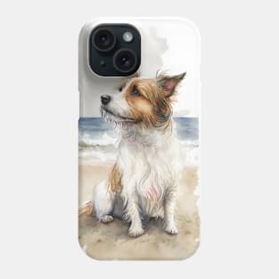 Watercolor Jack Russell Terrier at the Beach Phone Case