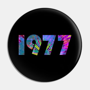 1977 Birthday Tie Dye Vintage Text Pin