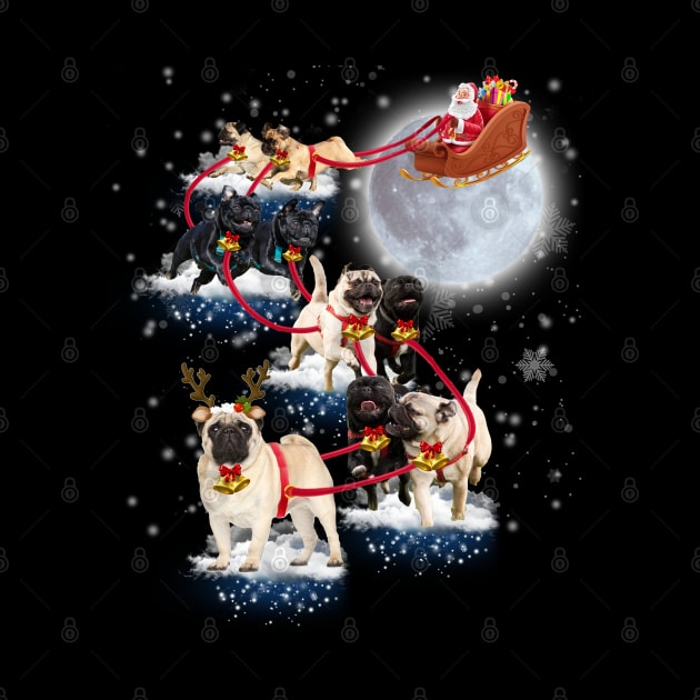 Reindeer Pug Dog with Santa Claus | Christmas Shirt For Women Men. by kienalive