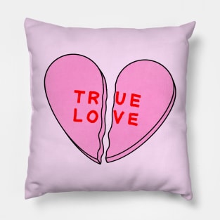 Broken Candy Heart Pink Pillow