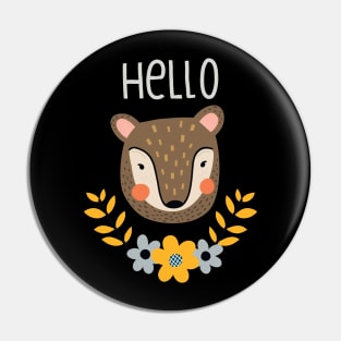 Autumnal Bear Portrait for Kids' Nursery Pin