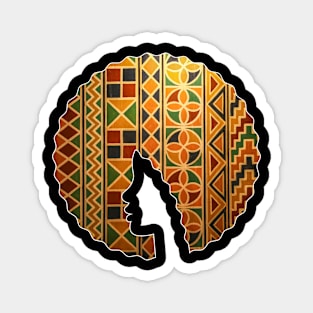 Afro Hair Woman with African Pattern, Black History Magnet