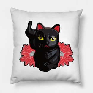 Un-lucky cat ( flowered ) Pillow