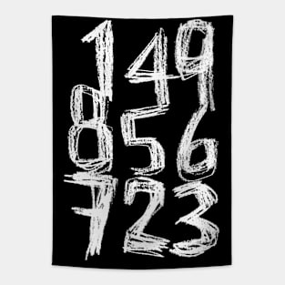 Random White Numbers Tapestry