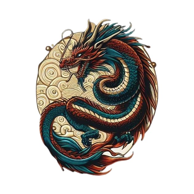 Fierce Dragon, Intricate Scales, Swirling by  El-Aal