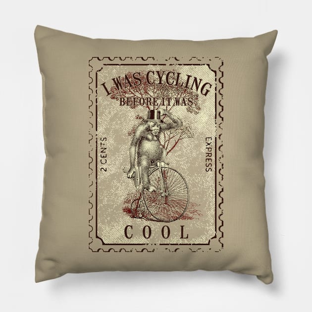 I was Cycling Before it was Cool Chimpanzee Cycling Pillow by StoneDeff