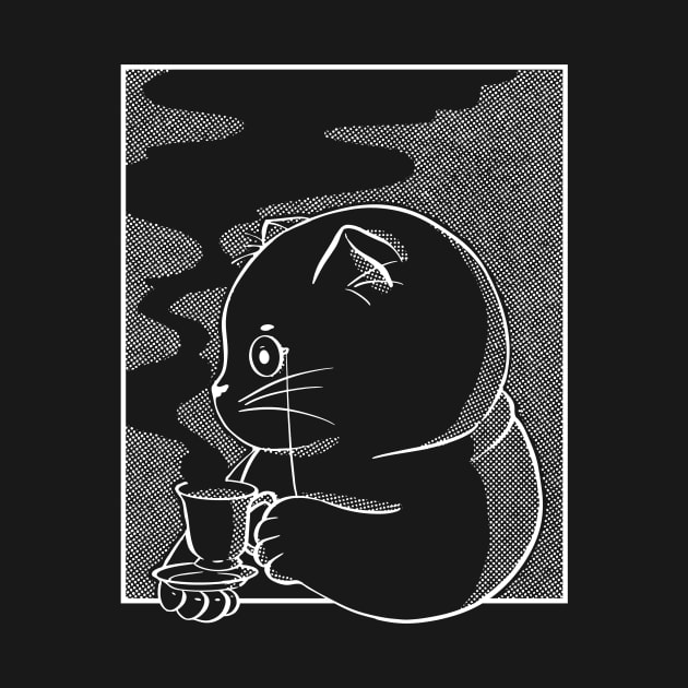 Cute Cat Sipping Tea - Anime - Kawaii by LAPublicTees