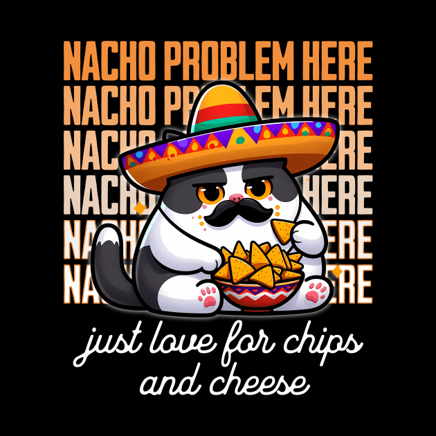 Nacho Problem Here! Funny Mexican Cat Loves Nachos by Critter Chaos