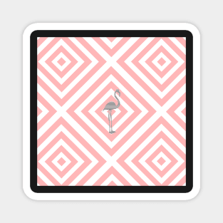 Gray Flamingo - Abstract geometric pattern - pink and white. Magnet