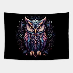 Abstract Pink, Purple And Blue Owl Design Tapestry