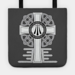 Awen Celtic Cross Greyscale Tote