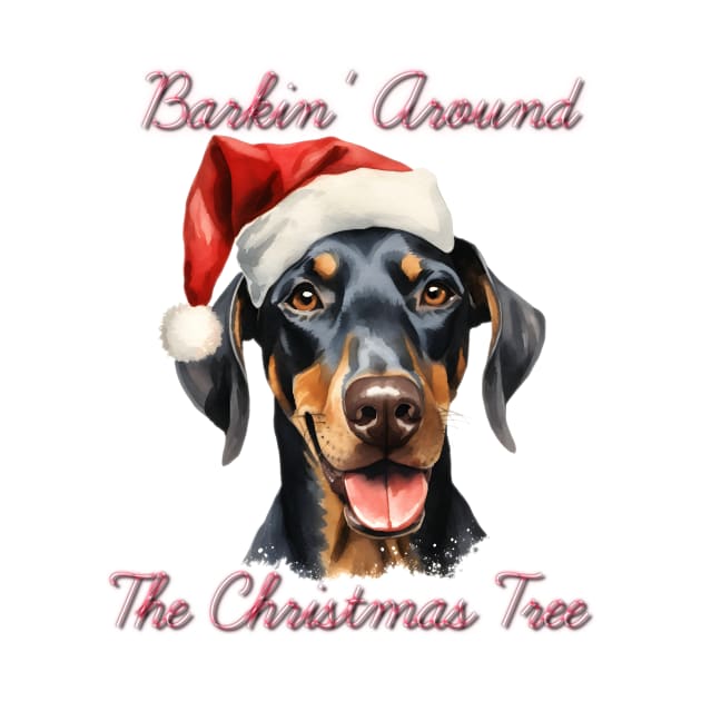 Christmas Doberman Pinscher Dog in Santa Hat by Pawsitive Curios