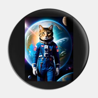 Astronaut Cat - Modern Digital Art Pin