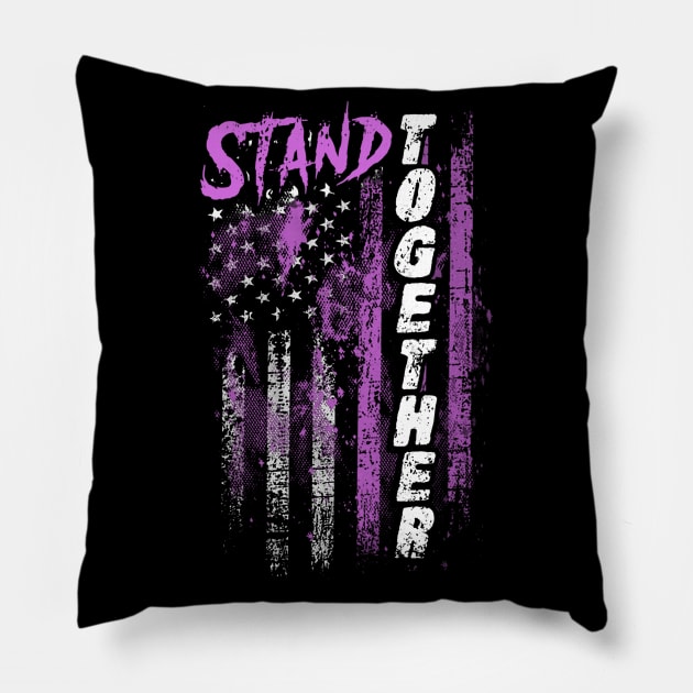 Vaginal Cancer Awareness Stand Together Flag Pillow by KHANH HUYEN