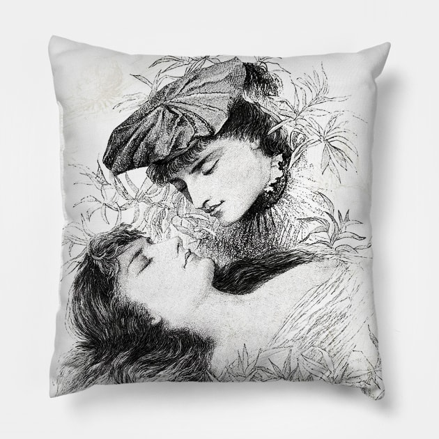 two young people in love a boy and a girl looking at each other Pillow by Marccelus