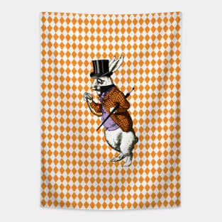 Halloween Wonderland White Rabbit Top Hat Pocket Watch Tapestry