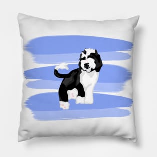 Sheepdog Shades of Blue Pillow