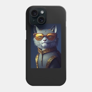 Funny cat face with funky glasses Phone Case