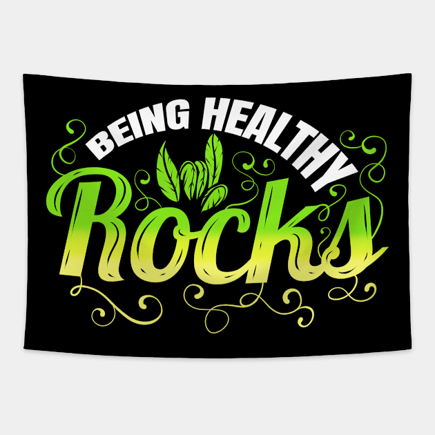 Vegetarian Pun - Being Healthy Rocks - Go Vegan Tapestry by SinBle