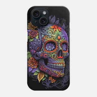 Colorful Floral Skull head design #3 Phone Case