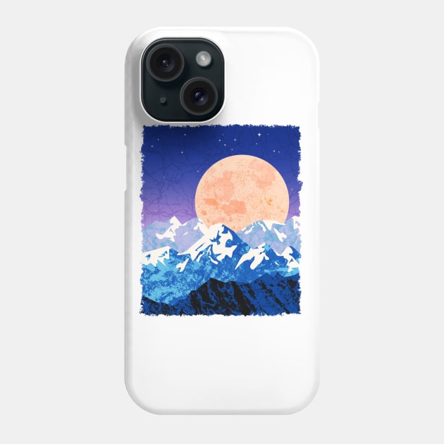 Moonlight Mountains and Stars Phone Case by Dragonbudgie