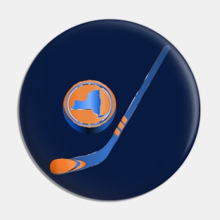 NHL - NY  Blue Orange Stick and Puck Pin